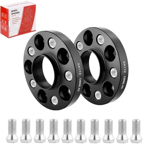 Spurverbreiterungen 2x20mm LK: 5x112mm NLB: Ø66,45 Spurverbreiterung Kompatibel mit Mercedes, Auto Distanzscheiben mit 10 Radshrauben M14X1,5