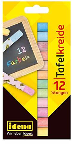 Idena 621724 - Tafelkreide in Faltschachtel, 12 Stangen, unterschiendliche Farben