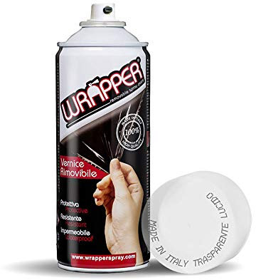 4R Quattroerre.it 16416 Wrapper Spray Trasparente Lucido | Vernice Removibile per Carrozzeria | Pellicola Spray Protettiva UV e Anti-Graffio | Wrapping Liquido Made in Italy