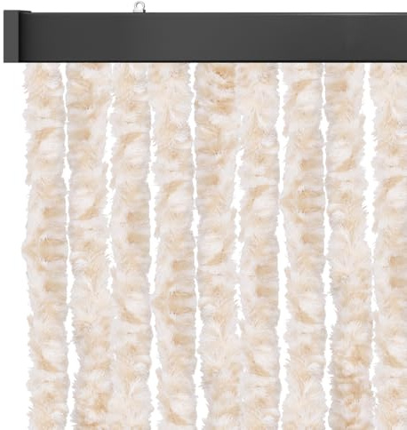 Arsvita Flauschvorhang 90x220cm (Beige-Braun), Perfekter Insekten- und Sichtschutz für Ihre Balkon- und Terrassentür, viele Farben