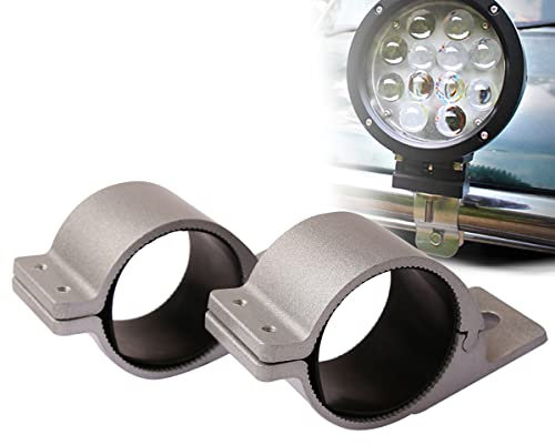 WOWLED Bull Bar Work Light Bar Mounting Bracket, 2 Pack Silver 2.5 Inch Bullbar Mounting Bracket Tubes Clamp for LED Light Bar Truck UHF HID TJM 4X4 Mount Camping Light