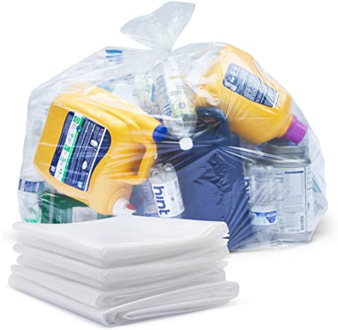 Veska 65 Gallon Clear Trash Bags, (50 Bags w/Ties) Clear Recycling Plastic Garbage Bags. 60 Gallon, 64 Gallon, 65 Gallon Trash Bags
