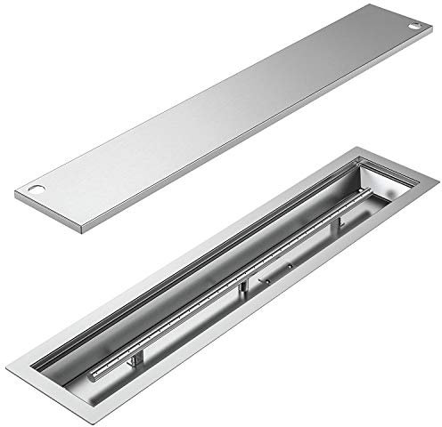 Skyflame Braciere lineare in acciaio inox con coperchio per bruciatore, 91,4 x 15,2 cm