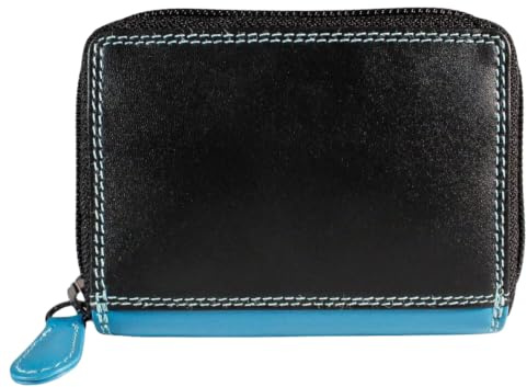 ph PRIMEHIDE Concertina Credit Card Holder Wallet - Durable Slim Wallet with RFID Protection & Coin Pocket - Multi Coloured 11 Card Slots Bifold Wallets - Genuine Leather Wallets, Black Multi