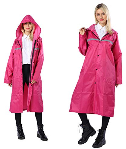 Pahajim Poncho Pluie Imperméable, Unisexe Long Réutilisable Veste, Cape de Pluie Reflechissant Résistant Aux Emergency Poncho Respirant avec Capuche en Plein Air Camping Randonnée Cyclisme Moto