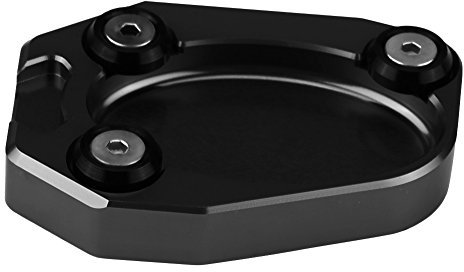 Motorrad Ständer Seitenständer Pad CNC Aluminium Vergrößern Verlängerung Kickstand Polsterplatte Unterstützung Fuß Platte Extension Plate für Z1000 Z1000SX ZX10R ER6N ER6F ZX6R(Schwarz)