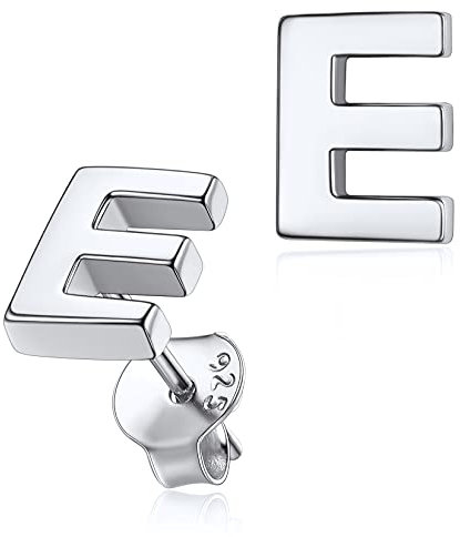 Silvora Damen Ohrringe aus 925 Silber Buchstaben Alphabet E Ohrstecker Silberfarbe Initiale Ohrringe für Damen Frauen Mädchen Buchstaben Ohrringe