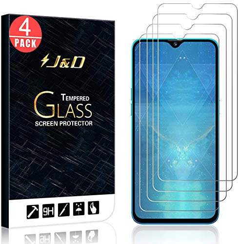 J&D Compatible para Realme 5 Pro Protector de Pantalla, 4 Paquetes [Vidrio Templado] [NO Cobertura Completa] Cristal Templado Protector de Pantalla para Realme 5 Pro