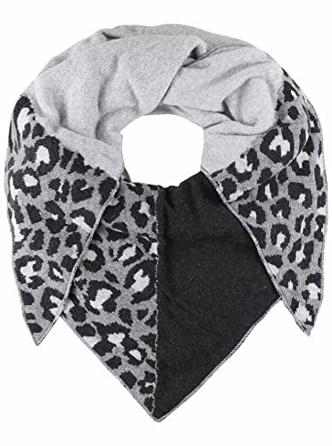 Zwillingsherz Dreieckstuch mit Kaschmir - Hochwertiger Schal im trendigen Leo Design für Damen Jungen und Mädchen - Hals-Tuch und Damenschal - Strick-Waren für Frühjahr Sommer und Winter - dgra