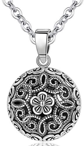 AEONSLOVE Collier Bola de Grossesse, Bola Grossesse Pendentif Vintage Fleur de Vie Collier Femmes Enceinte Future Maman Cadeau Original Noel