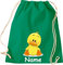 Shirtinstyle Gym Sack Kinder Turnbeutel Tiere Ente Küken mit Wunschnamen, Beutel Tasche, Farbe Kellygreen