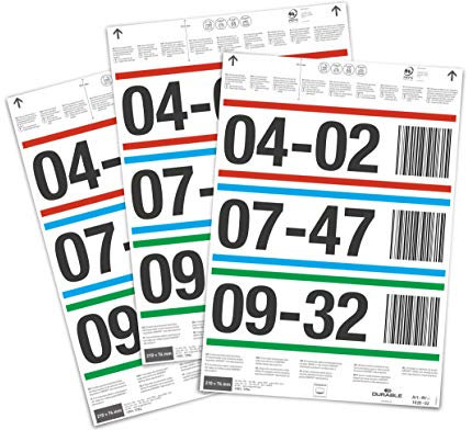 Durable Einsteckschilder 210 x 74 mm für Etikettentaschen, 60 Etiketten auf A4 Bögen, weiß, 102802