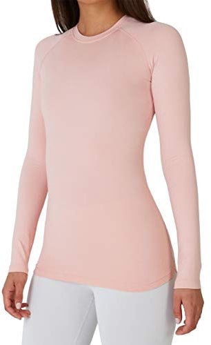 TCA Super Thermal Top Women - Ladies Thermal Vest - Thermals Womens - Ski Base Layer Women - Workout Tops for Cold Weather - Pink Silver, L