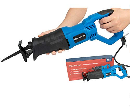 Electric Reciprocating Saw Variable Speed 900W w/LED for Wood Metal Cutting 230V Corded Reciprocating Saw 0-2800 SPM Variable Speed, 3 Wood Cutting Blades, 1 Soft Metal Cutting Blade and 1 PVC Blade