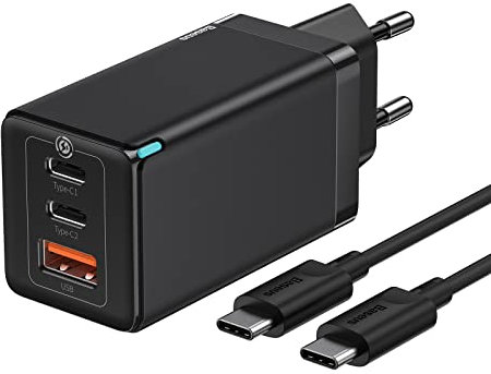 Baseus Ladegerät 65 W, Power Delivery mit GaN Tech, USB-Ladegerät mit Schnellladekabel USB C 100 W, Adapter für iPhone, iPad, MacBook, Galaxy, Huawei, Lenovo, Switch und Plus (schwarz)