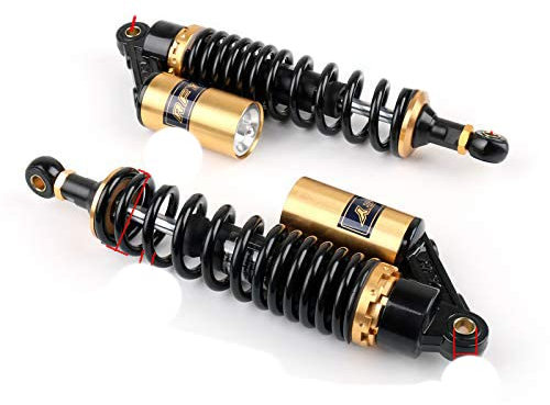14,75 375 mm Stoßdämpfer Paar, für 150cc750cc Straßenmotorräder, Roller, Go Karts, ATVs Robuste Stahl und Aluminiumlegierung, Universelle Passform, Ersatz & StilUpgrades