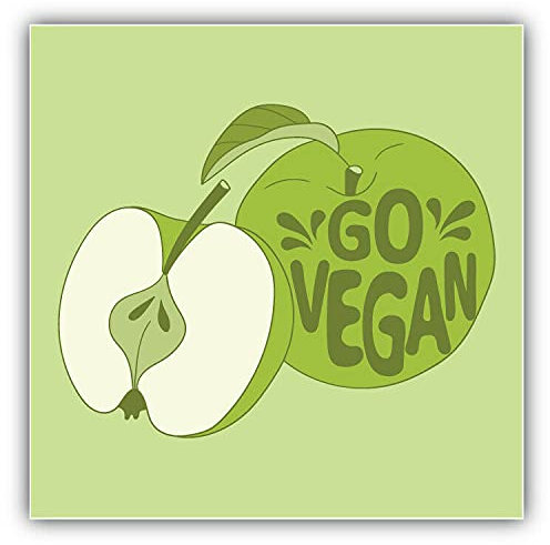 20cm! Hochwertiger Kühlschrank-Auto-Aufkleber Sticker Cartoon Comic Go Vegan Slogan UV&Waschanlagenfest Decal