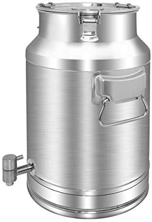 Togarhow Milchkanne aus 304 Edelstahl, 20 Liter, Weineimer mit Zapfhahn und versiegeltem Deckel, robust