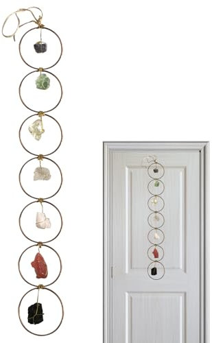 Niktule Kristall Edelstein Wanddekoration, 7 Rohe Kristall Chakra Edelstein Anhänger, Glücks Heimdekoration für Reiki Heilung Yoga Meditation spirituelle Geschenke