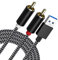 Cavo audio AUX da USB a 2 maschio RCA da 10 m per PC Stereo Y Splitter Cavo Jack Adattatore compatibile con computer portatile USB A, Windows, home theater, altoparlanti