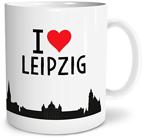 OWLBOOK® I love Leipzig Tasse mit Spruch Geschenke Geschenkideen als Erinnerung oder Mitbringsel von einer Reise für Männer und Frauen zum Geburtstag Keramik 300 ml