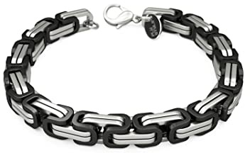 Fly Style Byzantiner Königskette Schwarz+Silber Edelstahl - Königsarmband Armband Herren ionen-plattierte Kette