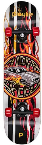 Playlife Skateboard Super Charger, 31 / 8 - 79cm / 20,5cm, mit 50x36mm 92A Rollen, ABEC 5 Kugellager, Art. nr.: 880323