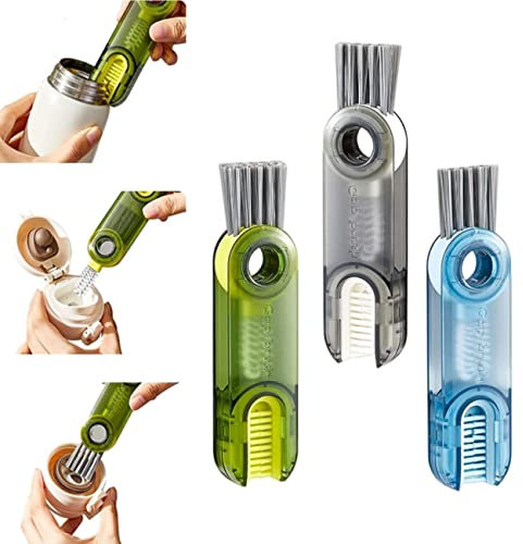 3 in1 Tiny Bottle Cup Lid Detail Brush, Multi-Functional Crevice Cleaning Brush , U-Shaped Cup Mouth Cleaning Brush, Groove Gap Rotatable Cup Lip Rim Cleaning Brush (3PCS)
