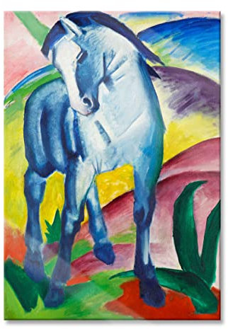 Pixxprint Glasbild, Wandbild auf Echtglas, Franz Marc - Blaues Pferd, 40x60 cm, inkl. Aufhängung und Abstandshalter