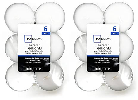 OnlineStreet Candele tealight, maxi lumini non profumati/grandi lumini con fino a 10 ore di combustione, decorazione per la casa, candele di cera a lunga durata (lumini bianchi grandi (confezione da