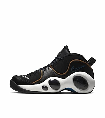 Nike Men's Air Zoom Flight 96 Basketball Shoe, Black/Valerian/Brown, 8.5 UK
