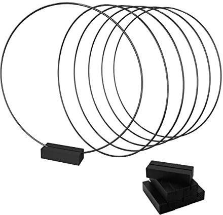 Worown 6 Stück 25cm Metallringe zum Basteln, Metallring mit Fuß, Schwarz Metallringe mit 6 Stück Holzständern für DIY Hochzeits-Tisch-Dekorationen, Wandhängende Handwerke