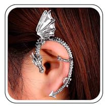 Inilbran Punk Drachen Ohrstecker Ohrringe Silber Drachen Clip Wrap OhrringeVintage Drachen Ohrstecker Ohrringe No Piercing Ohrringe Schmuck Für Frauen Und Mädchen