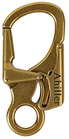 Ahiller Carabiner Clip, Double Anti-Misopening Locking Design, 3 Zinc Alloy Heavy Keychain for Outdoor Camping Hiking, Key Ring Clip (Brass Copper-1P)