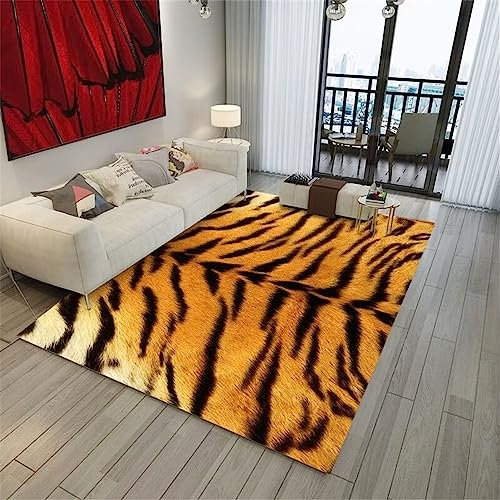 RUGMRZ Bettvorleger rutschfest Bettumrandung Teppich Teppich Wohnzimmer Braun Hd Tiger Fell Muster Teppichboden Für Das Schlafzimmer Langlebig Braun 180X250Cm Küchen Teppiche 5Ft 10.9''X8Ft 2.4''