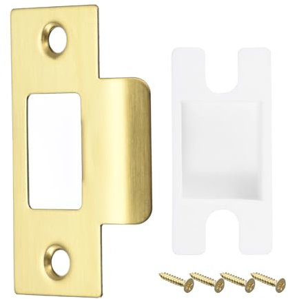 sourcing map Door Strike Plate, 70mm x 40.3mm 304 Stainless Steel Latch Deadbolt Strike Plate with Box for Door Frame Door Jamb, Gold