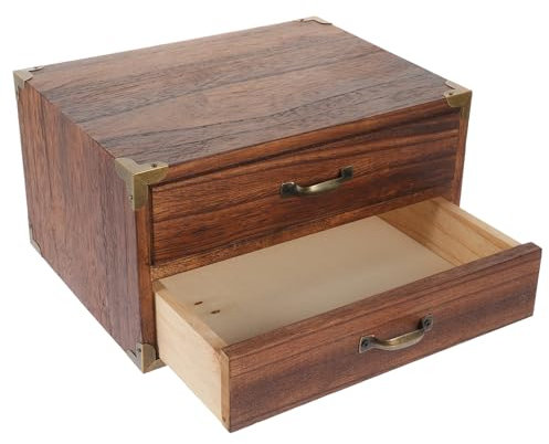 BUGUUYO Vintage Schubladenbox aus Schubladen Desktop Organizer Aufbewahrung für Büro und Zuhause Dunkelbraun