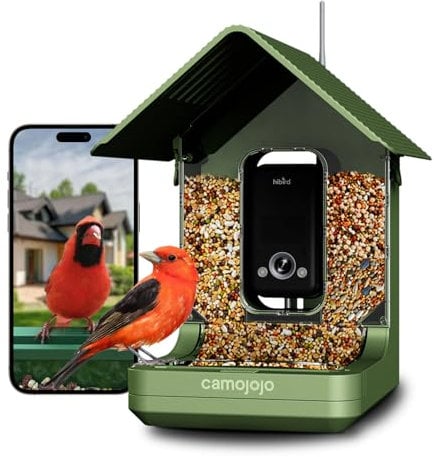 Hibird Vogelhaus Kamera mit 32MP Bildqualität & 4K Video, Vogelfutterspender Kamera mit AI Funktion, 10000mAh Eingebaute Akku, Vollfarb-Nachtsicht, 32G-Speicherkarte, 2.4/5 GHz WiFi
