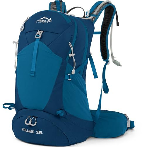 IX INOXTO Wanderrucksack, 35 l, wasserdichter Wanderrucksack mit 3 l Wasserblase und Regenschutz, leichter Reise-Camping-Rucksack, Blau, Einheitsgröße, Tagesrucksäcke