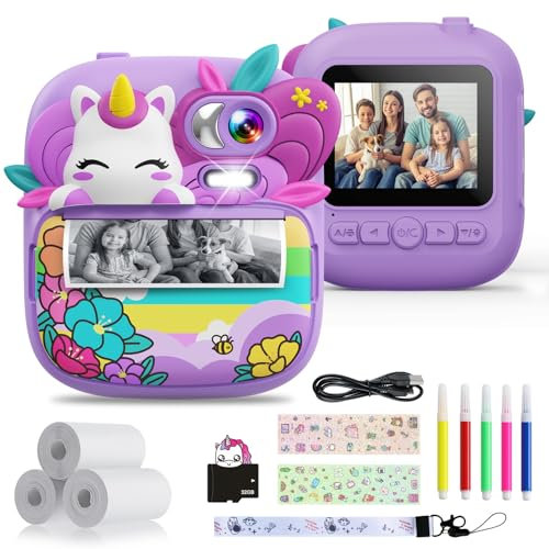 TIATUA Camara Fotos Infantil instantanea, 2,4 HD 1080P Cámara Instantánea para Niños con Tarjeta de 32G Bolígrafos de Colores y Papel de Impresión, Regalo para Niños de 3 a 12 años