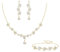 Clearine Gold Braut Perlenschmuck Set für Damen Elfenbein Farbe simuliert Perle Marquise kubischer Zirkonia Cluster Anhänger Halskette baumeln Ohrringe Armband