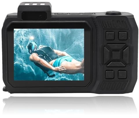 Fotocamera Subacquea 4K, Fotocamera Digitale con Zoom Ottico 10X Autofocus con Doppio Schermo da 2,88 Pollici 1,44 Pollici, Supporto Fotocamera Impermeabile 65 MP 33 Piedi Scheda