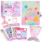 Diary with Lock, 6 7 8 Year Old Girl Birthday Gift, Journal for Girls Ages 8-12, Kids Journal for Little Gilr, Cute Notebook with Multicolors Pen and Purse, Locking Diary Fuzzy Mermaid Notebook (Pink)