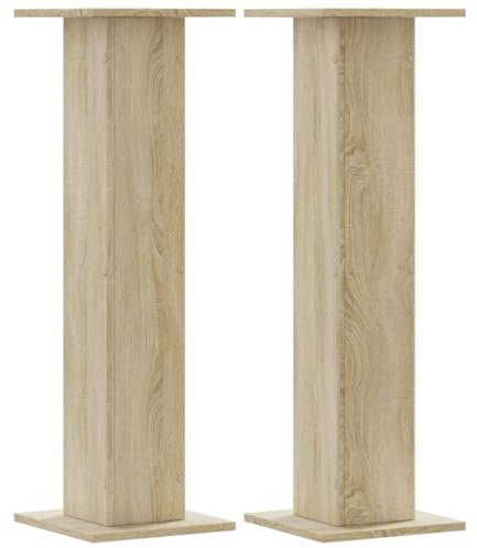vidaXL Supports de Haut-parleurs 2 pcs chêne Sonoma Bois d'ingénierie, Support d'enceinte, Support d'enceinte de Bureau, Support d'enceinte HiFi
