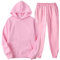 Generisch Survêtement pour homme - Chaud - Respirant - Pour l'automne et l'hiver - Veste à capuche - Survêtement 2 pièces - Simple et confortable - Avec sweat à capuche et pantalon, Y1 rose., L