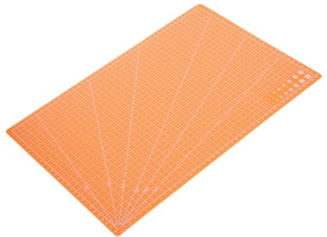Doppelseitige Selbstheilende Schneidematte mit Raster und Linien | PP und Pvc, Beidseitig Nutzbar, 1 Stück Orange, für Kunst, Papier und Leder, Unterwegs oder Werkbank
