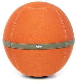 Bloon Sitzball für Büro, ergonomisch, gegen Rückenschmerzen oder Ischias, bequem für Telearbeit oder Gaming – Ballstuhl/Seat Ball 55 – 65 cm Durchmesser (Mandarine, Regular)