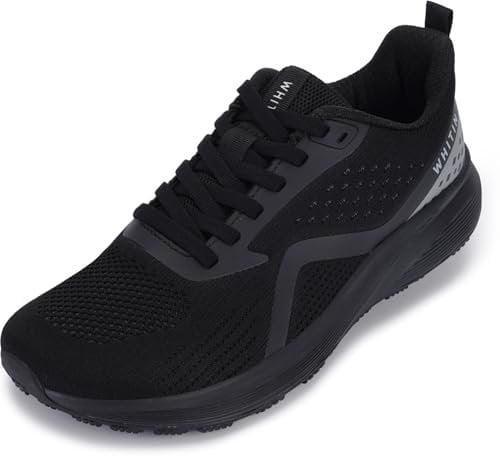 WHITIN Laufschuhe Herren Sportschuhe Extra Breite Weit Schuhe Sneaker Turnschuhe Fitnessschuhe Hallenturnschuhe Trainingschuhe Freizeitschuhe Gym Schwarz 45 EU