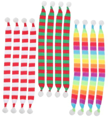 Warmhm Kleiner Weihnachtsschal Für Puppen Und Weinflaschen 12 Stück Dekorativ Vielseitig Einsetzbar Kleiner Puppenzubehör Für Weihnachtsdeko Und Selbstgemacht