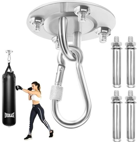 Criveple Gancio per Soffitto, Staffa da soffitto per Sacco da Boxe in Acciaio Inossidabile Fino a 400 kg, Gancio da Soffitto Resistente per Sacco da Boxe, Sedia Sospesa, Yoga, Amaca